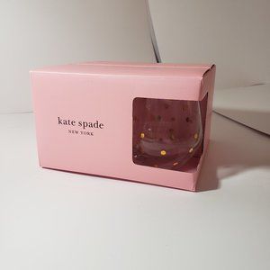 Stemless wine glasses, Kate Spade, Lenox, Larabee Dot, Gold, Set of 4, 12 oz.